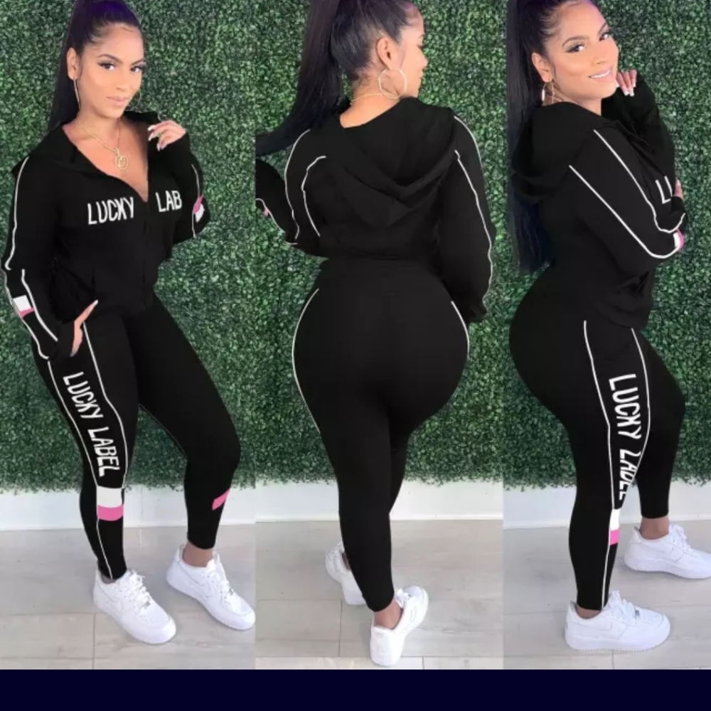 Lucky label two piece black and pink 6